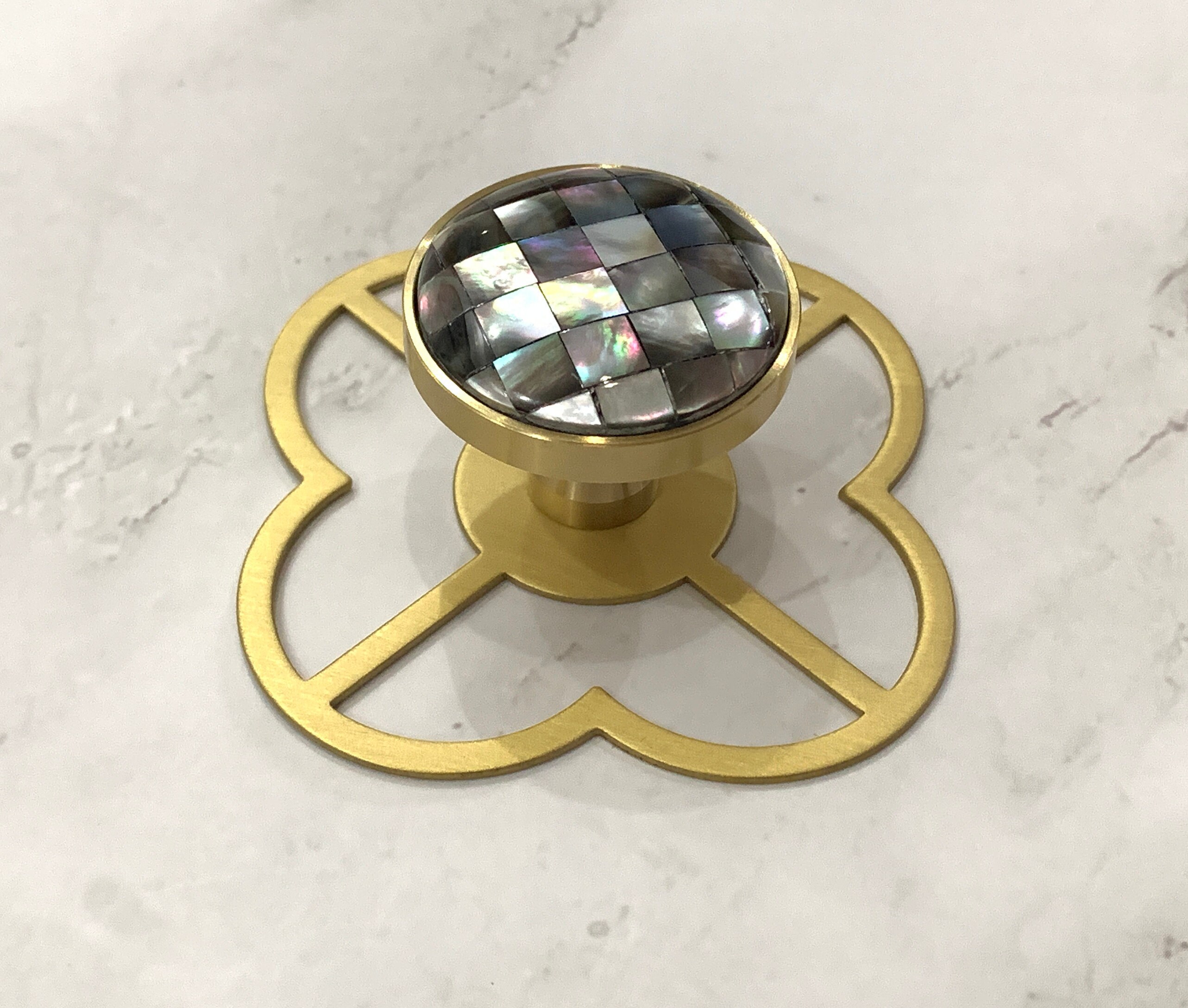 Black Brass Knob Natural Shell Handle Drawer Dresser Knob Etsy