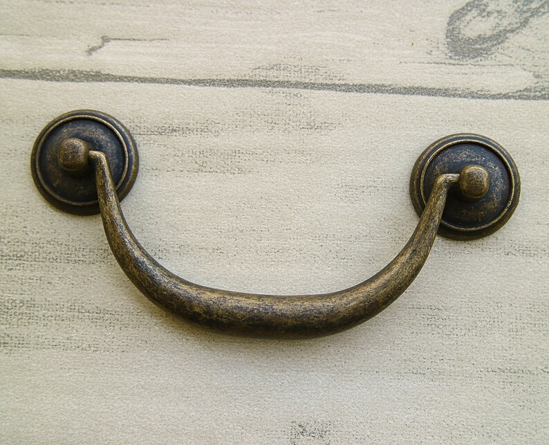 Antique Bronze Drop Bail Drawer Pull Rustic Dresser Swing Etsy