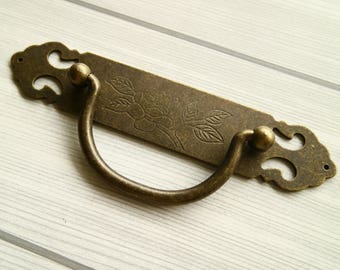 Vintage drawer bail pull dresser drop bail handle wardrobe door handle cabinet knob furniture flower pull drawer dresser swing handle