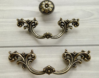 2,5 “3,75” 2 1/2 "Puxador de cômoda puxador de gaveta decorativo puxador de armário de cozinha puxador de móveis puxador de bronze antigo 64 96mm