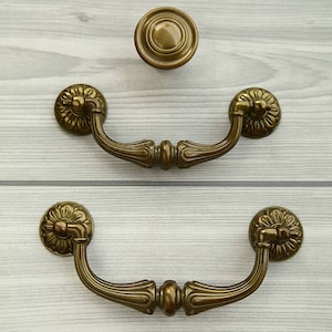 Antique gold brass dresser handle pull drop bail drawer pull wardrobe swing handle cabinet door handle knob furniture handle pull 96 115mm