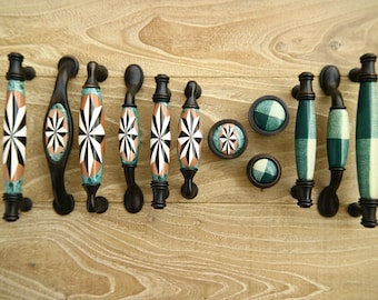 3.75" 5" Red green ceramic drawer handle pull white black porcelain dresser knob furniture cabinet door handle oil rubbed bronze 96 128mm