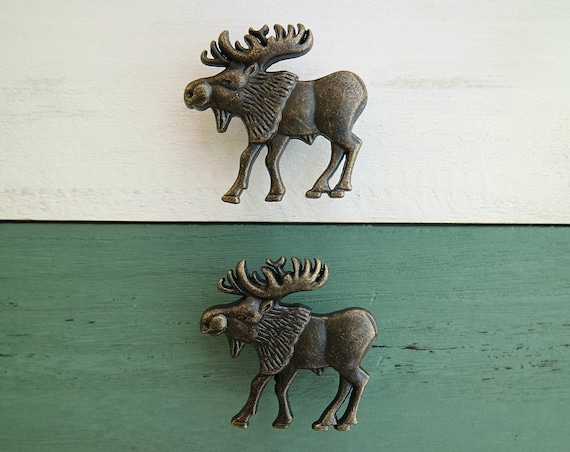 Antique Bronze Elk Dresser Handle Knob Moose Drawer Handle Etsy