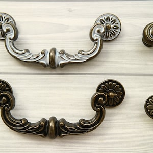 5.9" Shabby chic goutte caution poignée grand tiroir tirer blanc bronze commode balançoire tirer foncé antique bronze armoire fleur bouton vintage 150mm