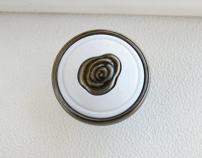 3.75\u201d 5 White ceramic drawer handle pull antique silver black cabinet door knob rose flower dresser handle porcelain wardrobe pull 96 128mm