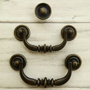 3,5" 4" Sänkbara bygelhandtag mörk antik svart brons handtag byråhandtag skåphandtag köksskåp dörrhandtag vintage 3 1/2"