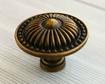 Antieke koperen knop lade handvat trek dressoir knop pull kledingkast knop meubilair decoratieve pull handvat keukenkast handvat pull knop