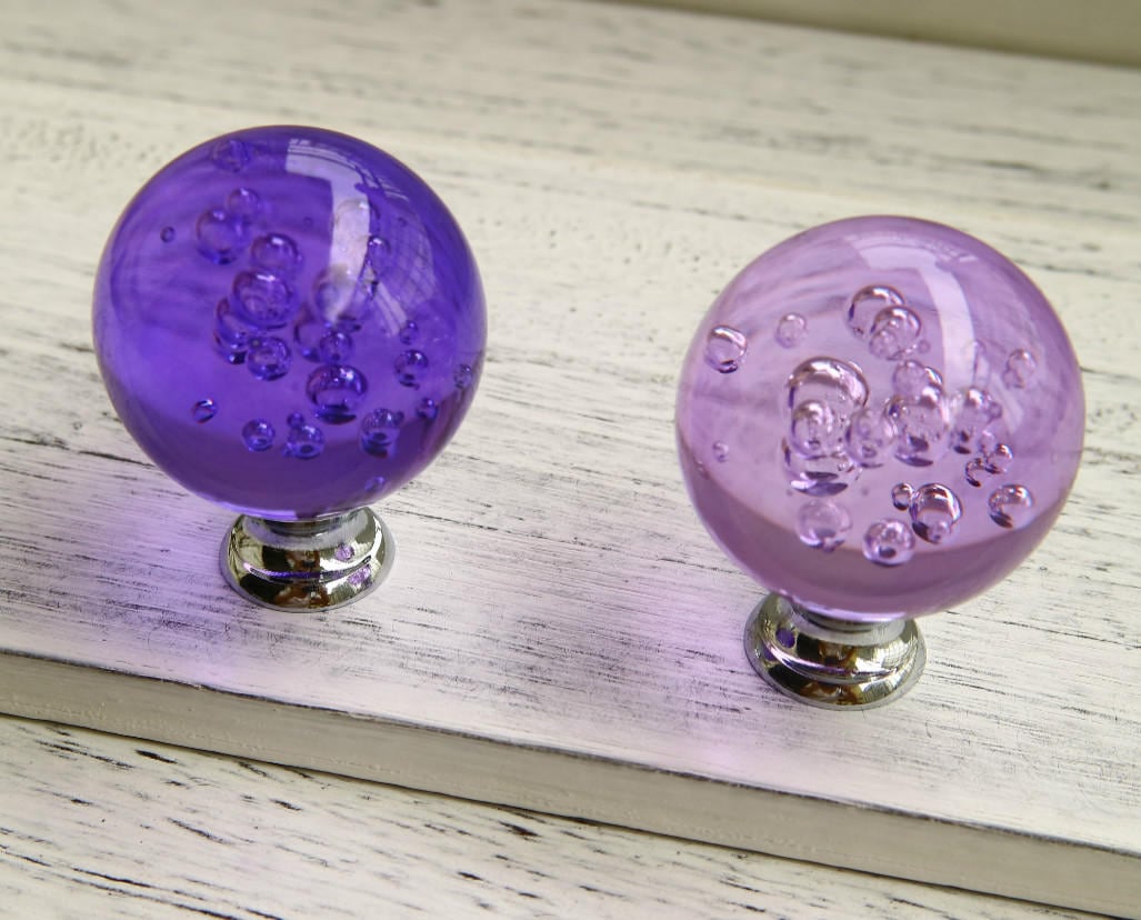 40mm Purple bubble crystal glass dresser handle knob mobili Etsy