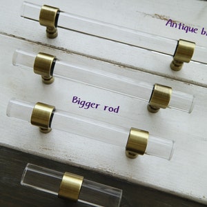 3.75 5 8.8" Clear acrylic handle pull lucite drawer knob solid dresser pull antique bronze cabinet door handle furniture pull 96 128 224mm