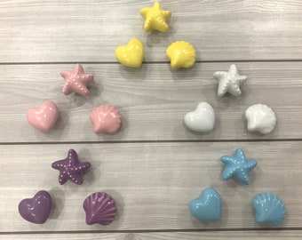 Ceramic handle knob heart shape shell starfish nautical dresser knob kitchen cabinet cupboard door handle pull pink blue purple white yellow