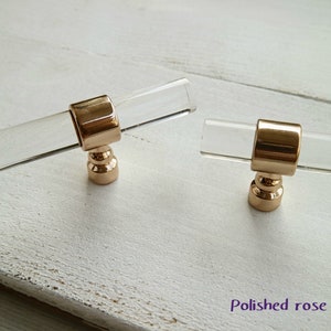 Polished rose gold drawer handle knob clear lucite kitchen cabinet door pull acrylic cupboard knob furniture handle decorative wardrobe knob