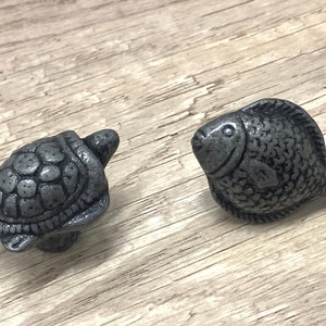 Turtle fish shape drawer cabinet door knob antique silver black handle decorative pull nautical sea knob furniture handle pull woodworking
