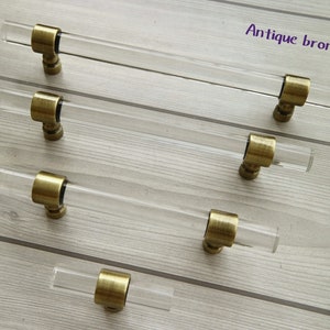 3.75 5 7.55" Antique bronze clear acrylic drawer handle pull lucite dresser knob cabinet door handle kitchen cupboard handle knob 96 128 192