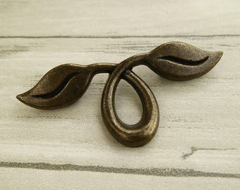 2" Leaf handle pull dresser decorative knob furniture hardware antique bronze drawer handle pull  rustic cabinet door knob unique knob 50mm