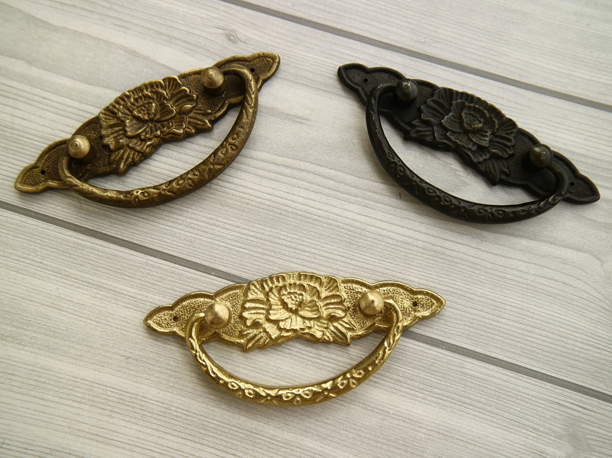 Tropfen Sie Kaution Schublade Griff Schrank Knopf Vintage-Stil Möbel Griff ziehen Blumen Knopf retro Möbel Griff schwarz Messing antik gold