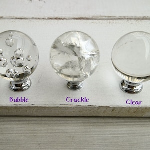 40mm Crystal glass dresser handle knob clear drawer handle pull kitchen cabinet crackle handle bubble cupboard knob furniture pull silver