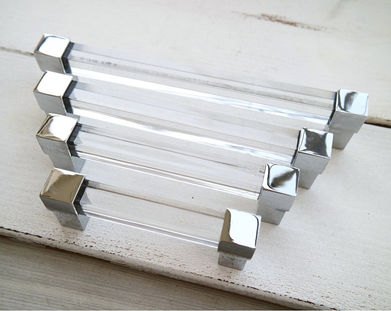 3.75 5 6.3 7.5 8.8 Acrylic Handle Clear Lucite Etsy