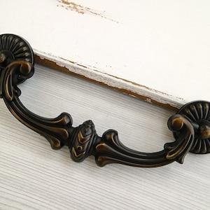 5" Antique black brass drawer handle drop bail dresser pull cabinet door swing handle furniture knob cupboard wardrobe handle vintage 128mm