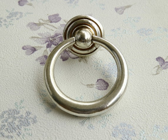 Antique Silver Cabinet Pull – Drop Ring Drawer Handle, Zinc Alloy, Brushed Finish