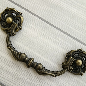 4.25&quot; Vintage style handle antique bronze dresser knob drop bail drawer pull woodworking hardware furniture handle cabinet knob 108mm 4 1/4&quot;
