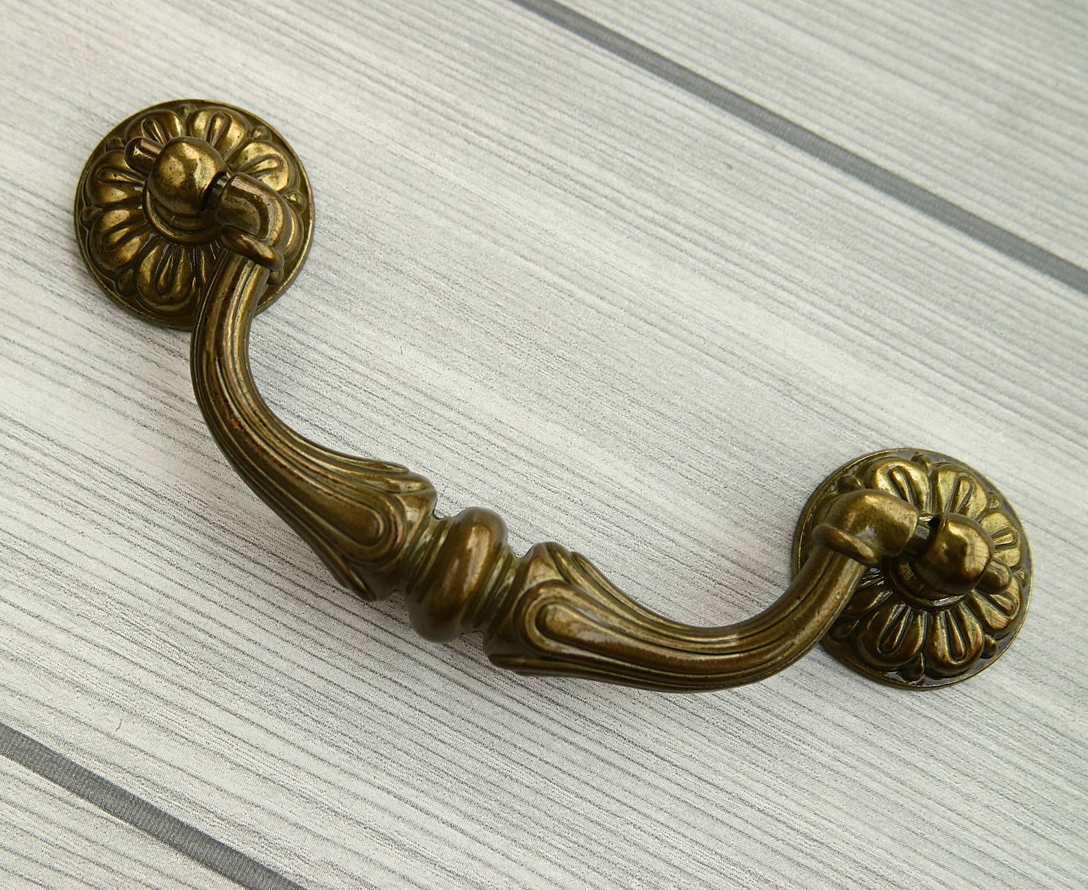 Antique Gold Brass Dresser Handle Pull Drop Bail Drawer Pull Etsy