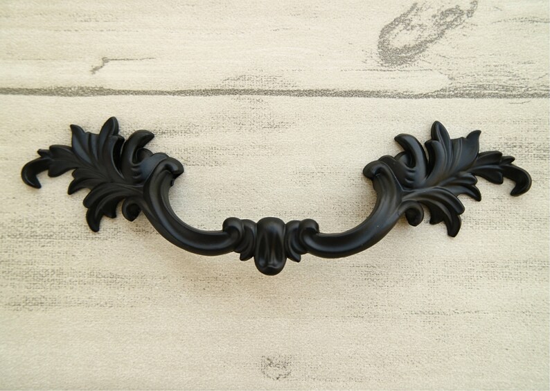 3\u201c 3.75\u201d Black drawer handle flower knob pull dresser handle pull solid furniture hardware cabinet door knob cupboard handle leaf 76 96mm
