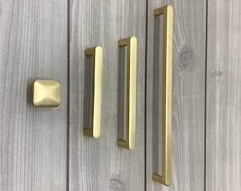 3.75" 5" 8.8" Light gold drawer dresser pull square knob brushed gold handle pull cabinet cupboard door handle wardrobe knob 96 128 224mm