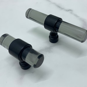 Drawer dresser knob pull clear gray acrylic handle pull smoky lucite handle knob matt black wardrobe knob kitchen cabinet cupboard door pull