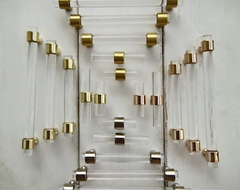 4.25 6.3 10.5&quot; Clear acryl lade trek lucite dressoir handvat knop gepolijst zilver geborsteld messing gepolijst roségouden knop trek 108 160 267mm
