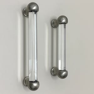3.75" 5” Clear crystal glass handle pull drawer dresser knob brushed nickel silver handle pull furniture cabinet door pull knob 96 128mm