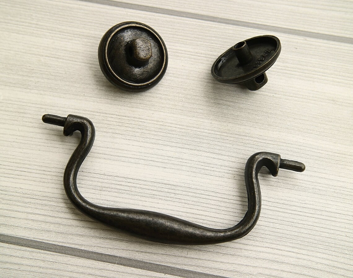 Dark Antique Bronze Drop Bail Dresser Pull Drop Drawer Swing Etsy