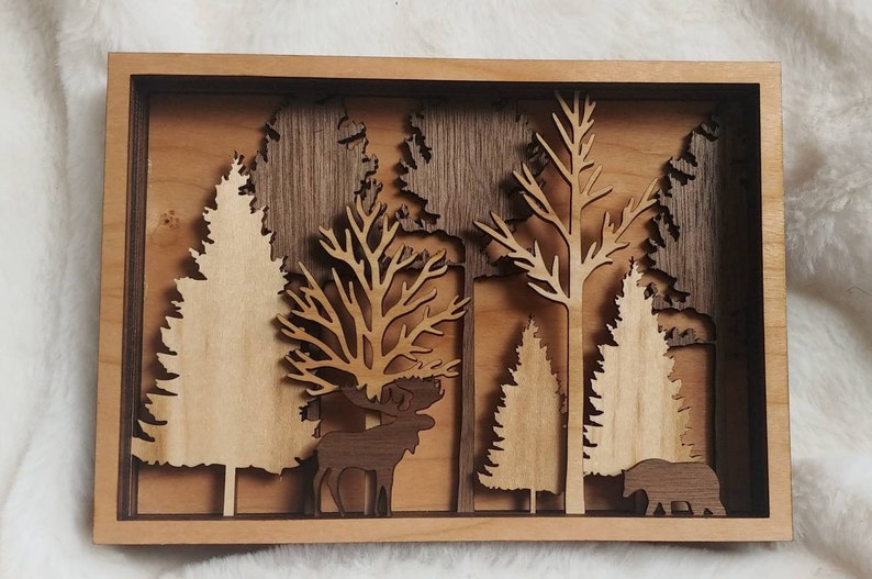 Download Forest Multi Layer Wood Art 3d Layered Animal Shadowbox Wood Shadow Box Laser Cut Picture Table Or Shelf D U00e9cor Mixed Media Collage Art Collectibles Kromasol Com