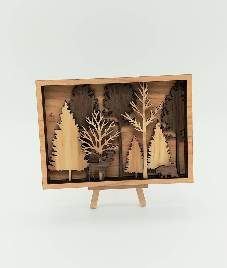 Download Forest Multi Layer Wood Art 3d Layered Animal Shadowbox Wood Shadow Box Laser Cut Picture Table Or Shelf D U00e9cor Mixed Media Collage Art Collectibles