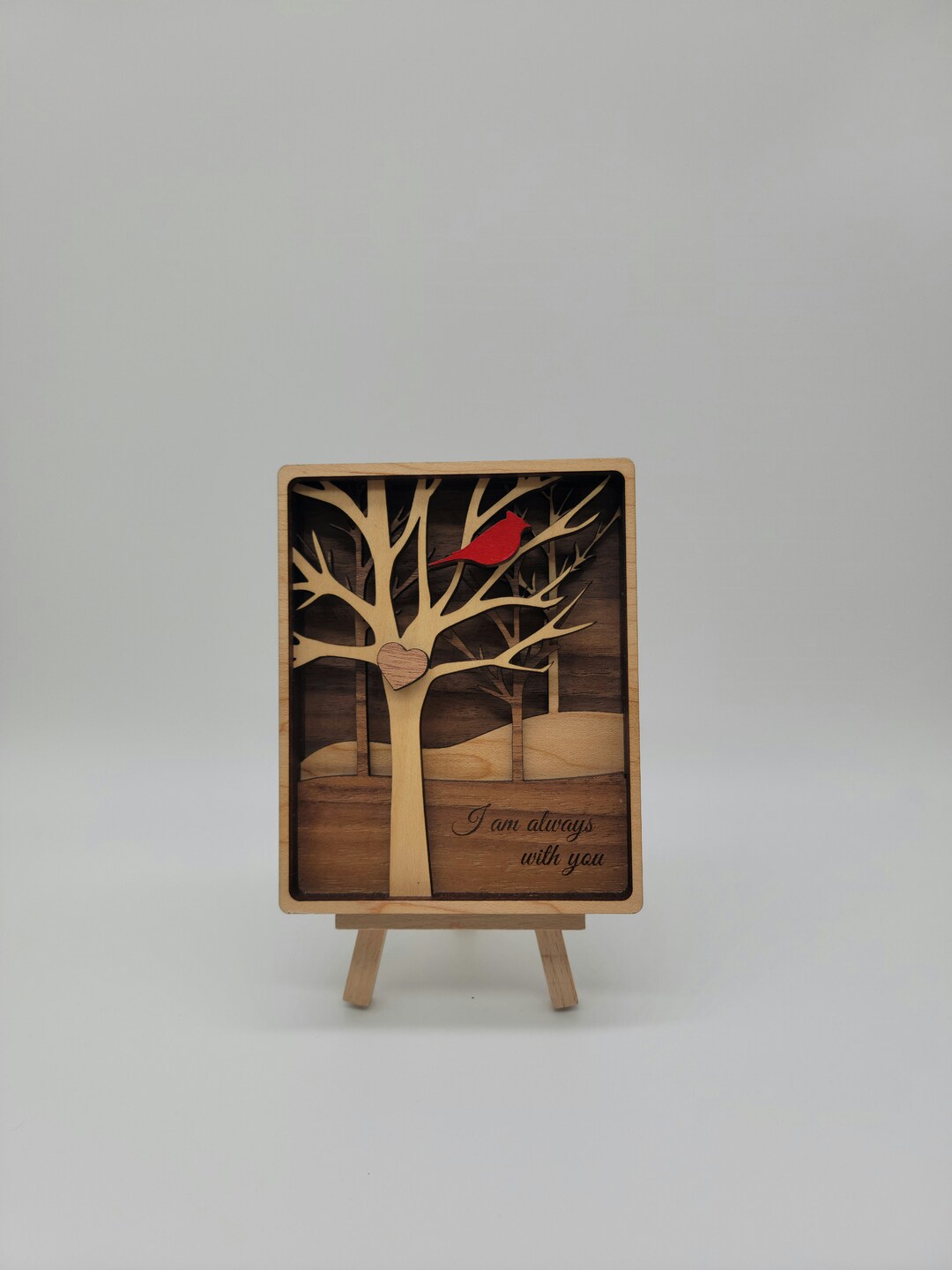 Cardinal Sympathy Tree Art Shadow Box I Am Always With You Cut Wood Art