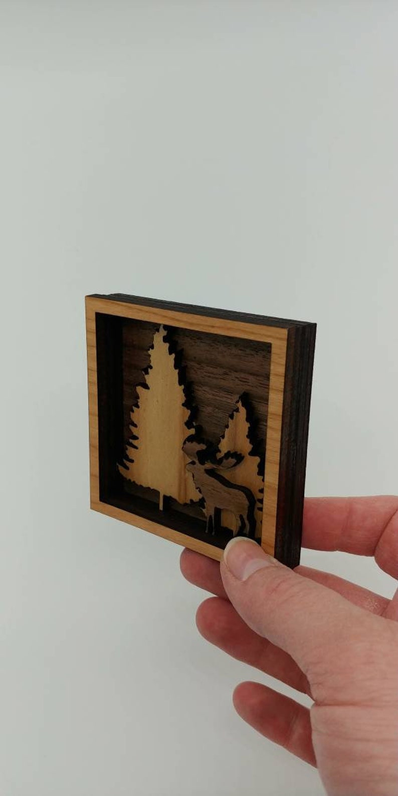 Download Moose And Pine Tree Multi Layer Wood Art 3d Layered Shadowbox Wood Shadow Box Laser Cut Picture Table Or Shelf D U00e9cor Other Assemblage Art Collectibles Sultraline Id