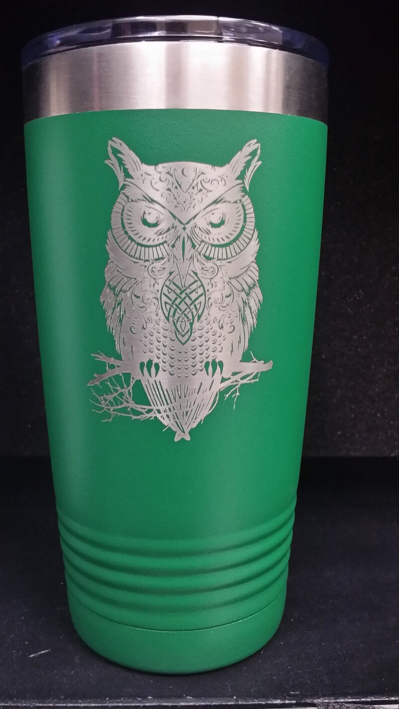 Celtic Owl Tumbler Stainless Laser Engraved 12oz Stemless Etsy