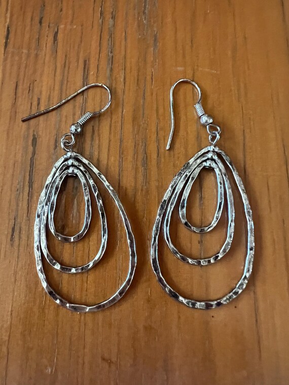Vintage Silver Boho Statement Dangle Earrings - image 1