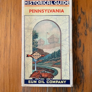 1940er Jahre Sun Oil Pennsylvania Straßenkarte Rand Mc Nally + Co