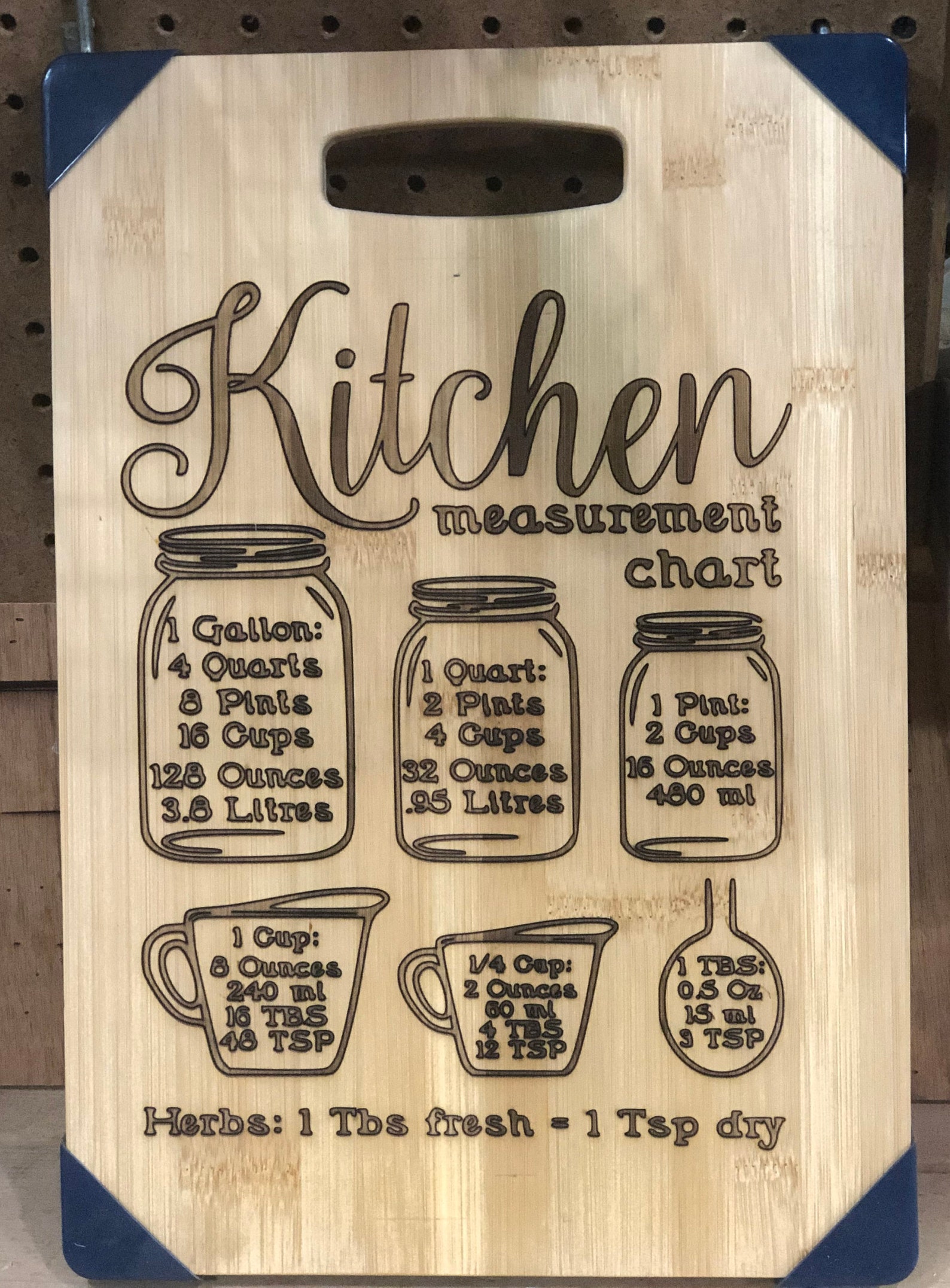 Kitchen Cutting Board Kitchen Measurements and Conversion Etsy