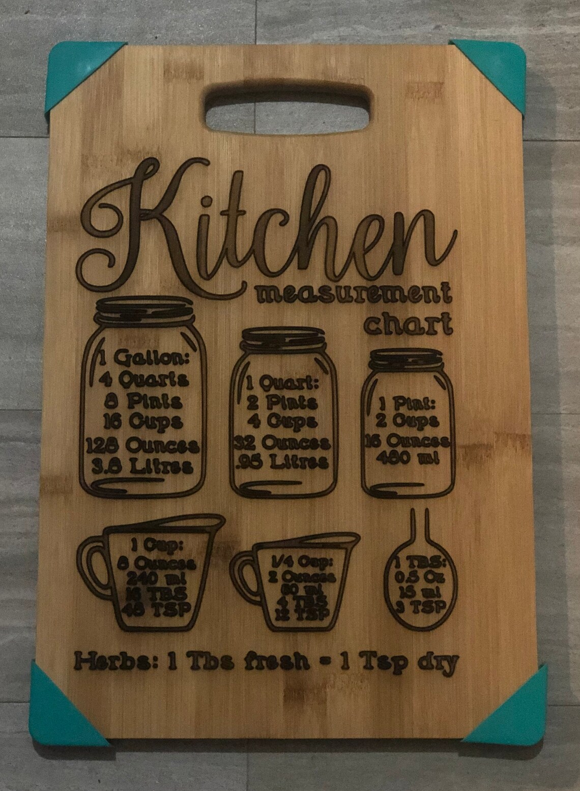 Kitchen Cutting Board Kitchen Measurements and Conversion Etsy