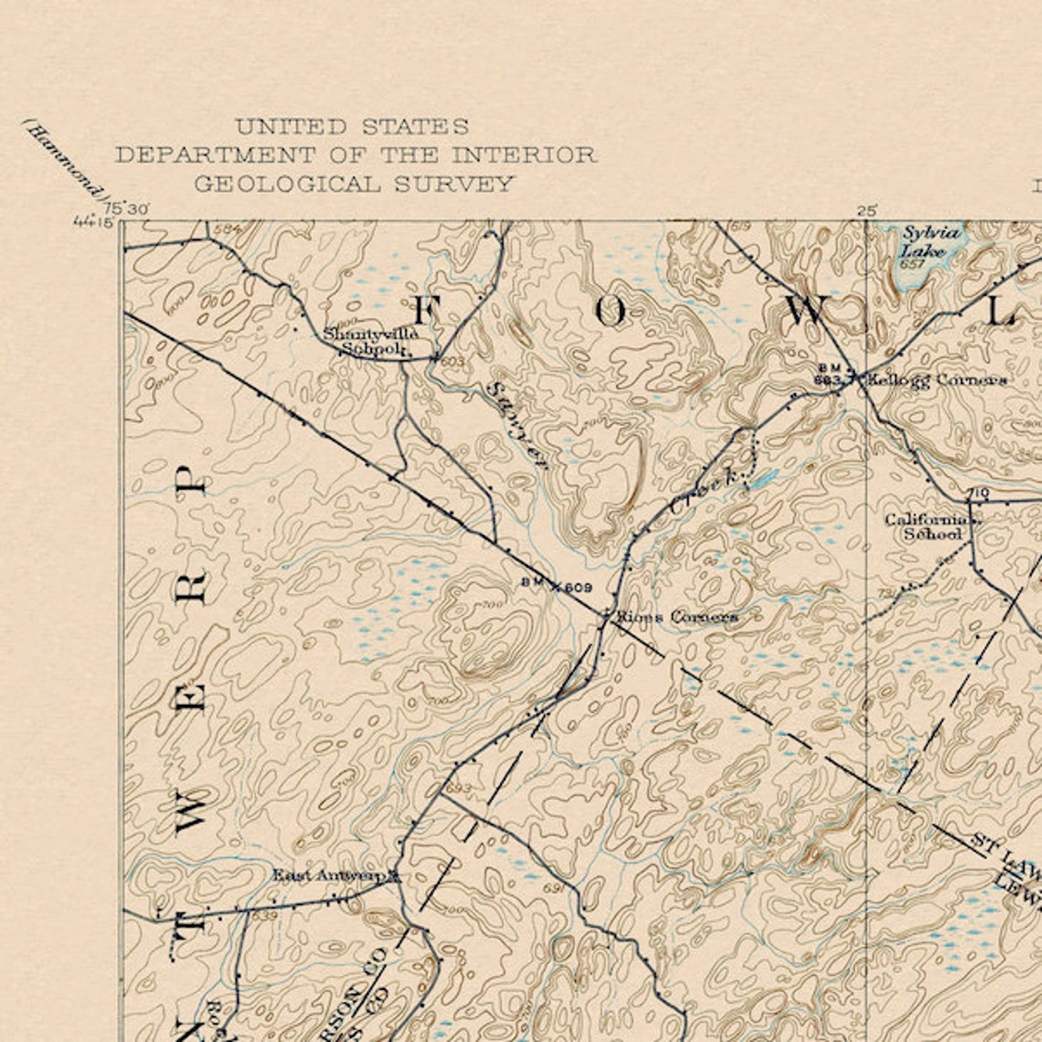 Lake Bonaparte, NY Restored Vintage Map Etsy Canada