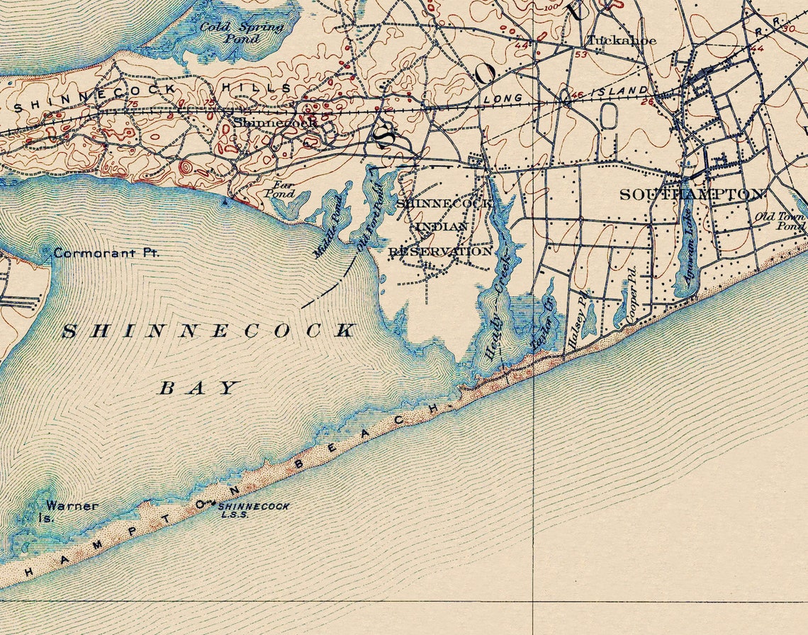 Sag Harbor, Long Island NY Vintage Map 1904/1909 Etsy