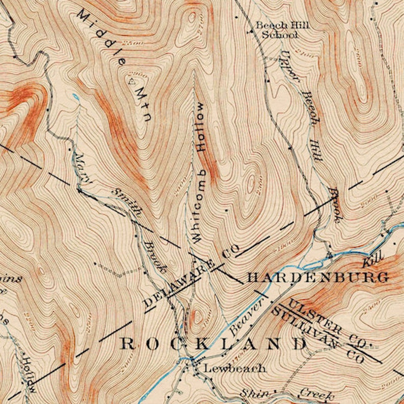 Andes, NY Restored Vintage Map Etsy