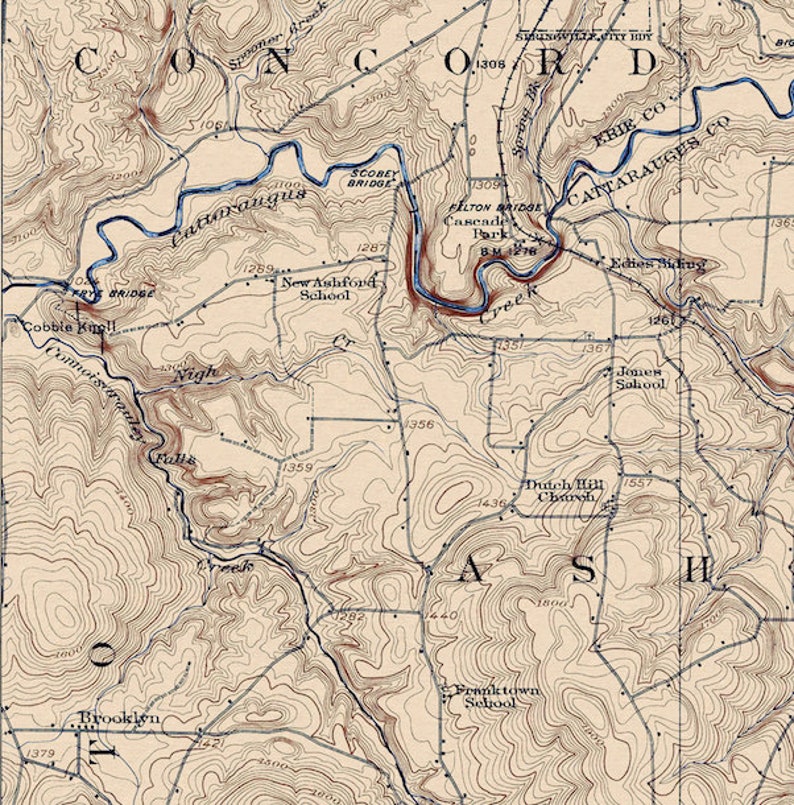 Ellicottville, NY Restored Vintage Map Etsy