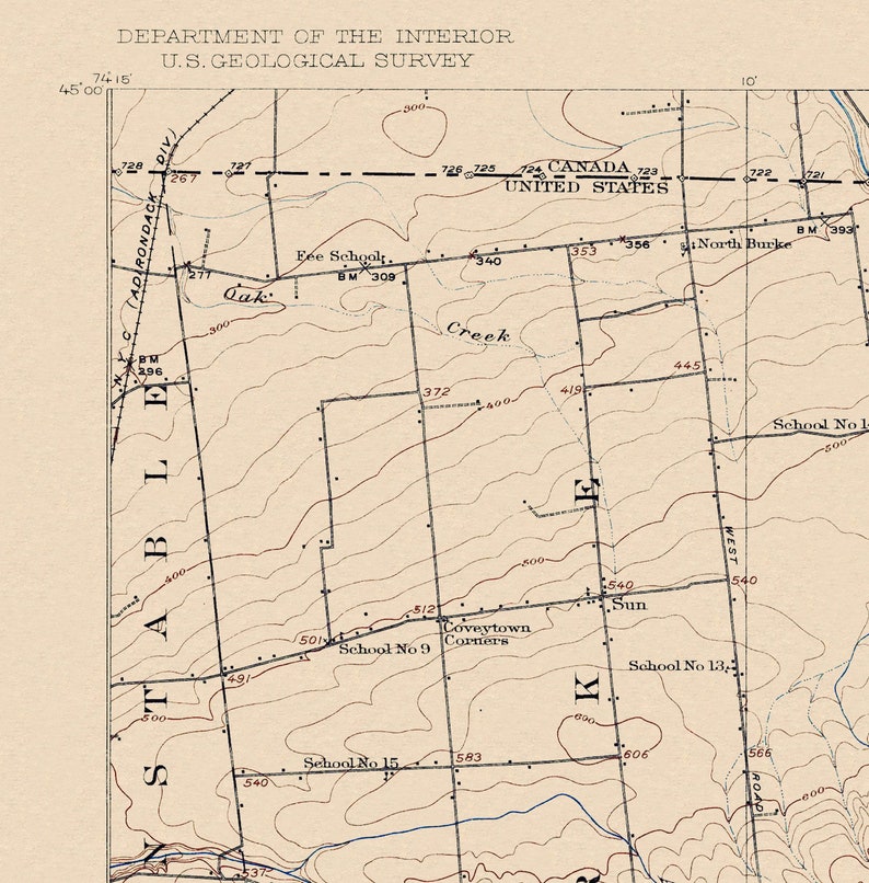 Chateaugay NY Restored Vintage Map Etsy