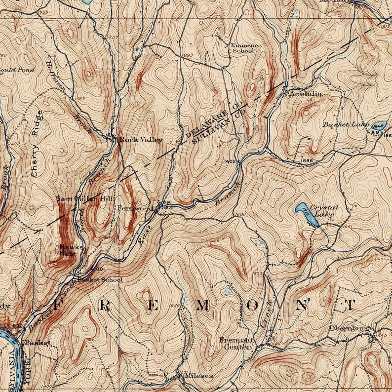 Long Eddy NY Restored Vintage Map Etsy