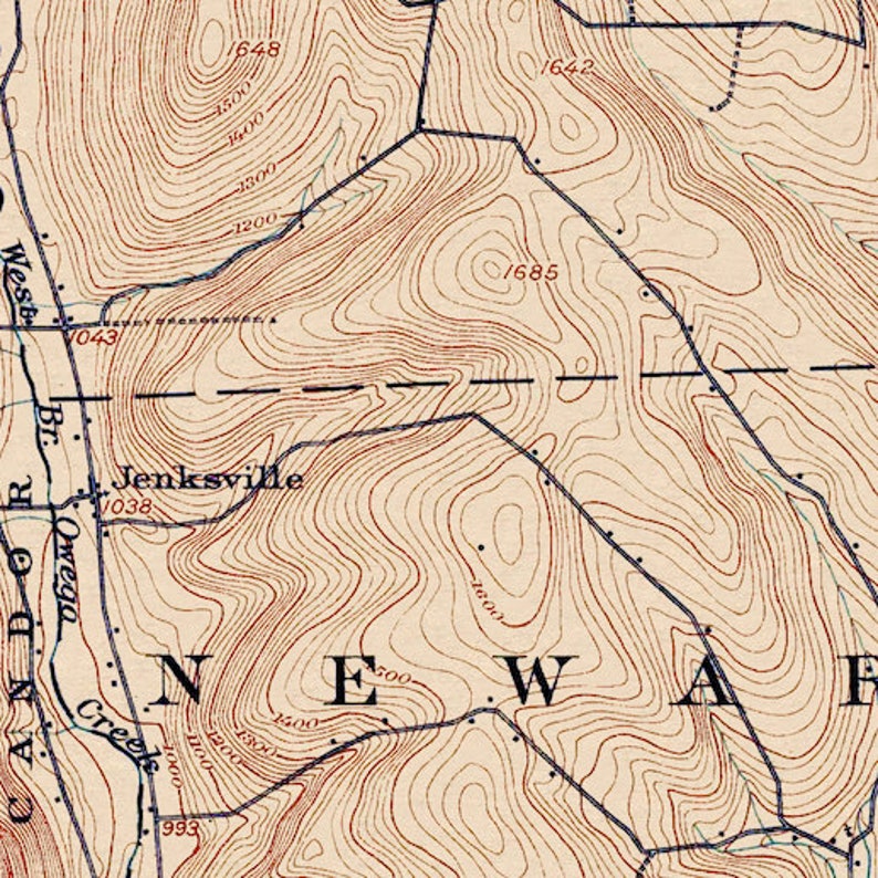 Harford, NY Restored Vintage Map Etsy