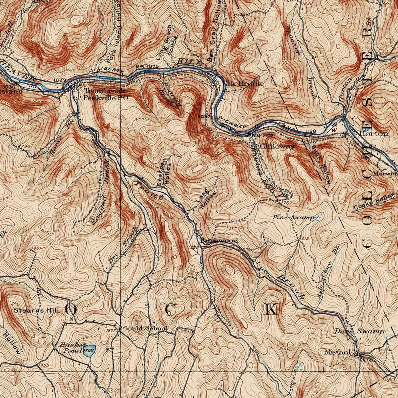 Long Eddy NY Restored Vintage Map Etsy