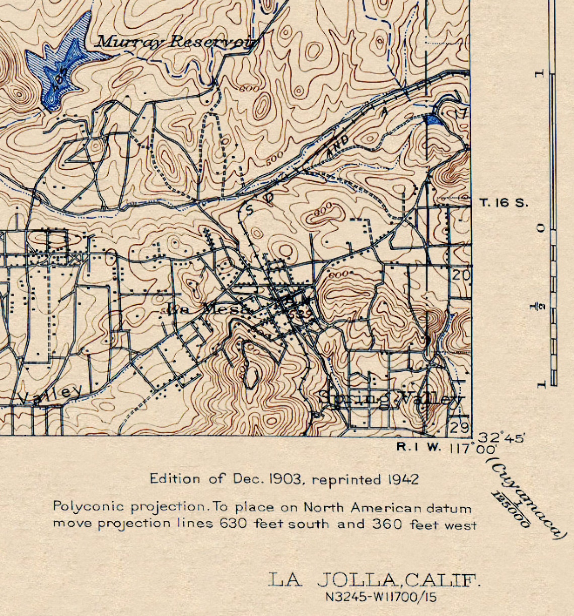 La Jolla, California Restored Vintage Map 1903/1942 Etsy