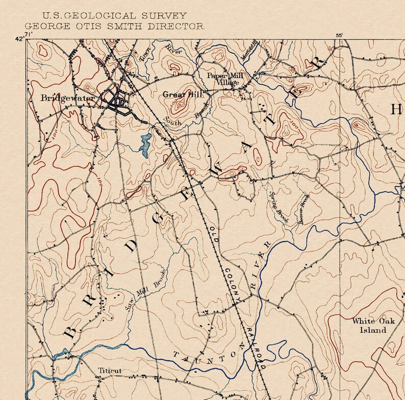 Middleboro, MA Restored Vintage Map Etsy